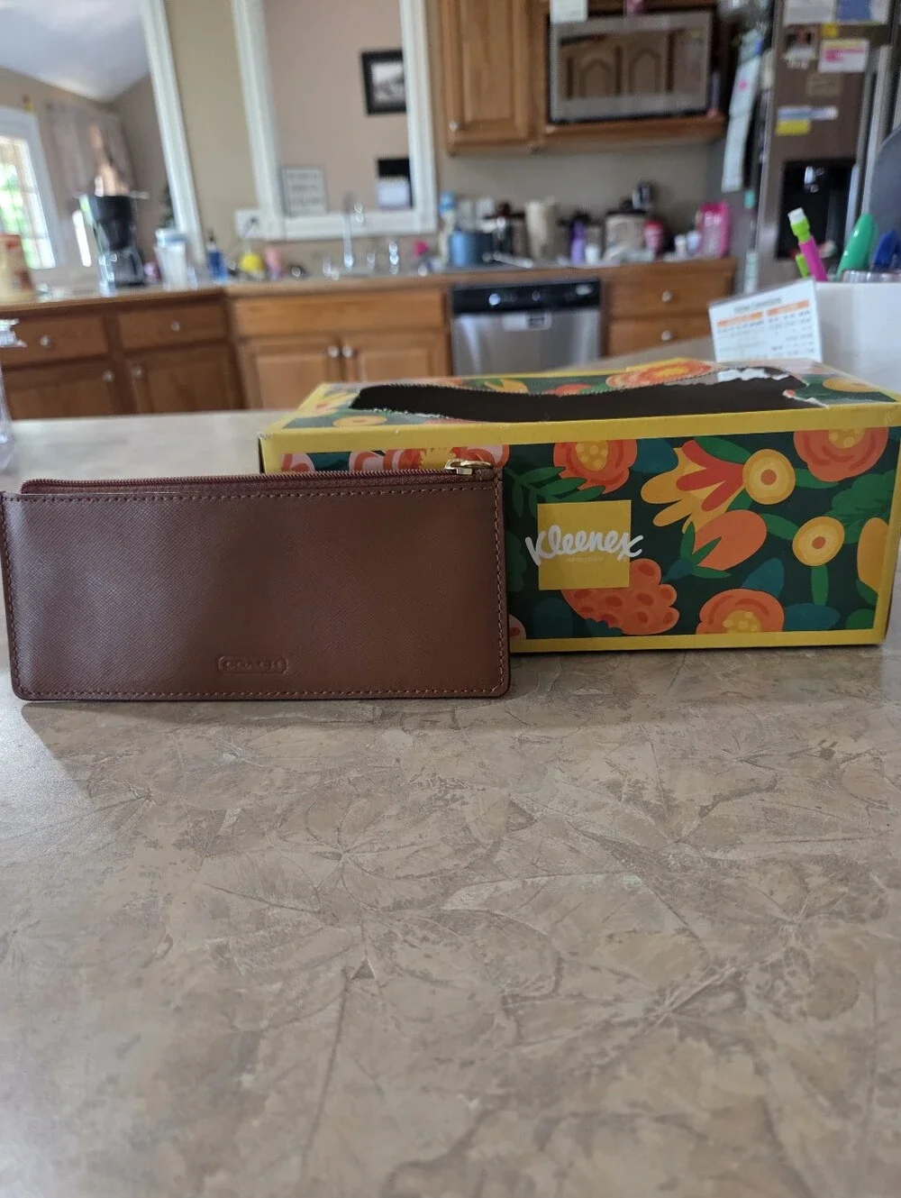 Coach Brown Pencil Bag Or COIN PURSE OR Card Wallet with Gold Hardware